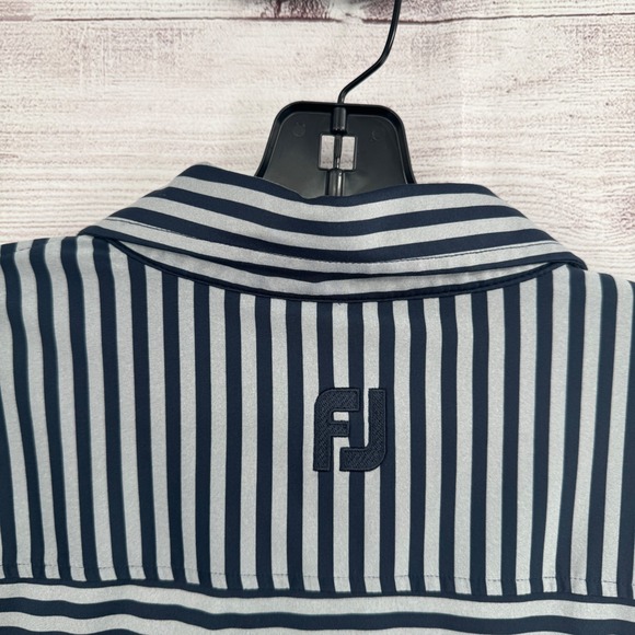 FootJoy Golf Polo Shirt Striped Performance Athletic Gray Black Mens‎ Size Large - Picture 9 of 9
